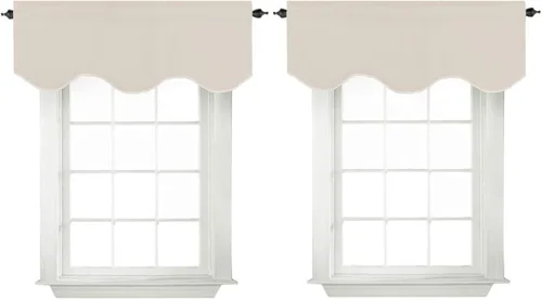 Vista 15 de Turquoize - Cenefa opaca para ventanas de cocina/baño/sala de estar/dormitorio con aislamiento térmico, cenefa festoneada con bolsillo para Aqua