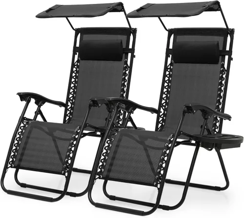 Vista 12 de Athena Collection Zero Gravity - Juego de 2 sillas de salón para exteriores con toldo y toldo de 25 pulgadas de ancho, sillas reclinables con Rojo