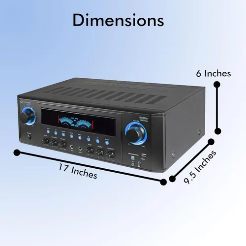 Vista 4 de Technical Pro Sistema receptor profesional de cine en casa de 1000 vatios con entradas de tarjeta USB y SD + 2 pares de altavoces de 5.25 pulgadas