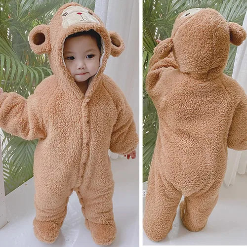 Vista 4 de Gaorui Traje de bebé recién nacido, abrigo con capucha, ropa de invierno, body de dibujos animados