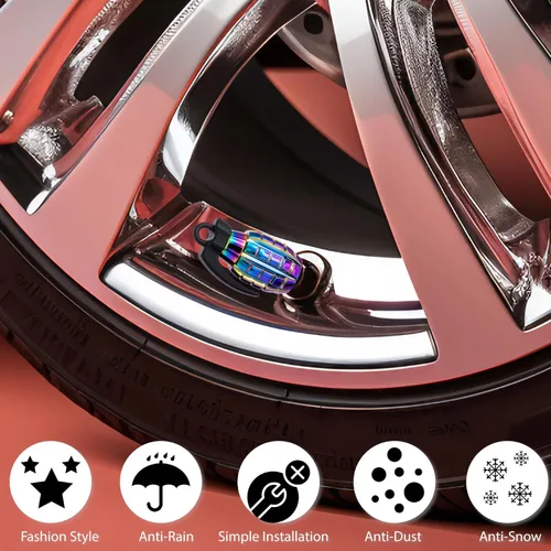 Vista 13 de 4 tapas de válvula de neumático, cubiertas universales de válvula de neumático de aleación de aluminio para automóviles, camiones, SUV, Negro