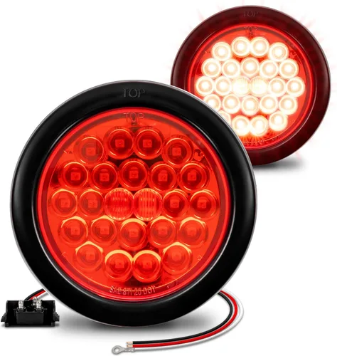 Vista 7 de Faro trasero redondo de 4 pulgadas con 24 LED de luz blanca clara, para reversa de camiones RV. Certificado DOT, ojal y enchufe incluidos