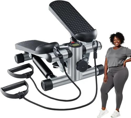 Vista 11 de OLIXIS Steppers para ejercicio en equipo de entrenamiento en casa, mini máquina de ejercicio para personas mayores, stepper de giro con bandas