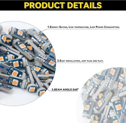 Vista 3 de NTNEV Focos LED para salpicadero superbrillantes, T5 37 74 Bombilla LED con enchufe de bloqueo giratorio PC74 PC37 para panel de instrumentos, luz