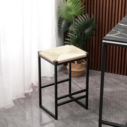 Vista 7 de Set of 2 Counter Height Bar Stools with Back Paper Rope Woven Dining Chairs for Kitchen Counter Table & Chair Sets,A-2PCS