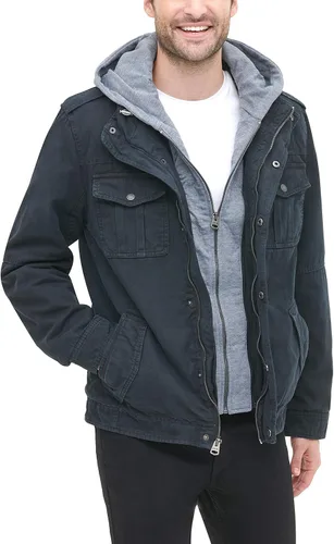 Vista 3 de Levis Chaqueta estilo militar con capucha de algodón lavado para hombre