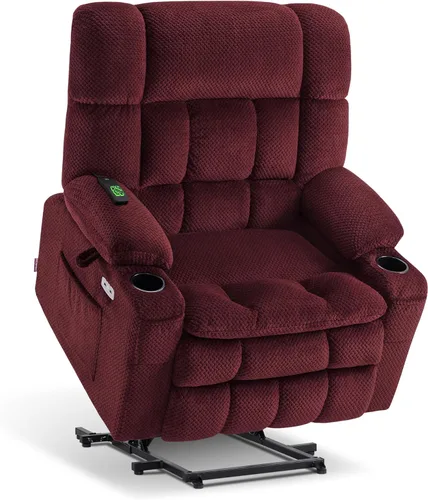 Vista 31 de MCombo Silla reclinable eléctrica de doble motor para personas mayores, silla elevadora plana con calor y masaje, silla elevadora pequeña, Beige
