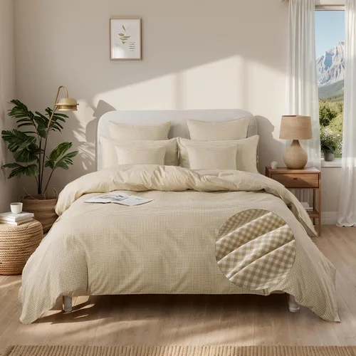 Vista 40 de FADFAY Twin 100% Washed Cotton Black & White Gingham Ruffle Duvet Cover Set