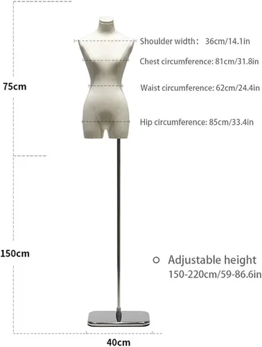 Vista 7 de Adjustable 2pcs Female Mannequin Dress Form Set, Removable Head & Arms, Height Adjustable Clothing Display Model for Dresses & Jewelry