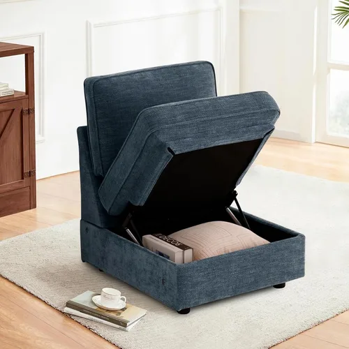 Vista 50 de TEKAMON Sofá modular de 100 pulgadas con almacenamiento de asientos, sofá en forma de U con otomanas móviles, sofá de tela de felpilla para sala