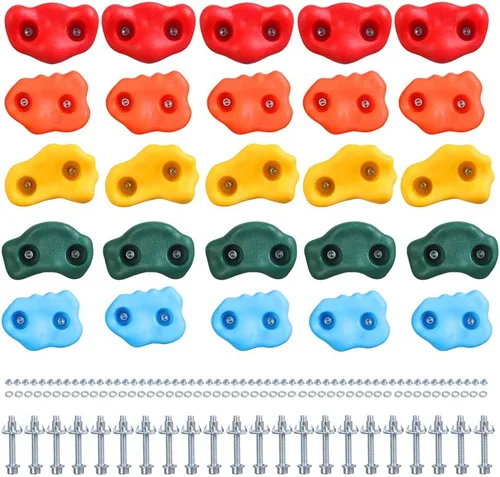 25 soportes para escalada en roca para niños escaladores con herrajes, pared de roca sostiene agarres de pared de roca para juegos en interiores y