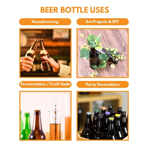 Vista 7 de Botellas de cerveza FastRack de vidrio ámbar cuello largo para elaboración casera 22 oz - Botellas de cerveza rellenables con tapa corona de grado