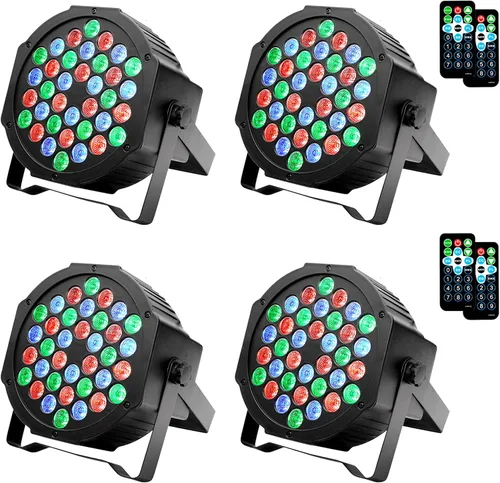 Vista 10 de Luces de DJ, paquete de 2 36 luces LED par luces de escenario con control remoto activado por sonido y control DMX, luces de iluminación