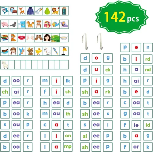 Vista 6 de Boczif Tabla de bolsillo para centro de construcción de palabras para recursos educativos de aprendizaje preescolar, sílaba, tabla de bolsillo