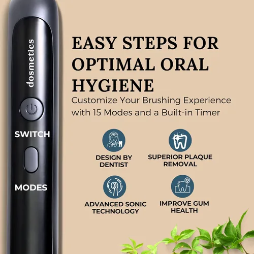 Vista 3 de Cepillo de dientes eléctrico para adultos, cepillo de dientes sónico con cabezales reemplazables y 15 modos de cepillado, cepillos de dientes