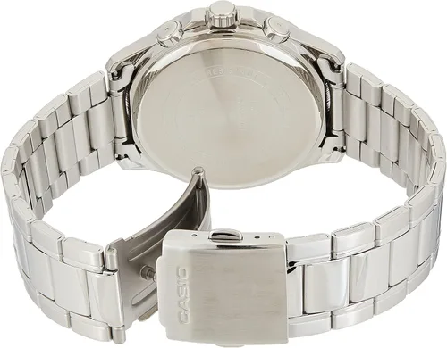 Vista 2 de Casio #MTP1374D-7AV Reloj de pulsera de metal estándar con esfera plateada multifunción para hombre, plateado, VestidoFormal