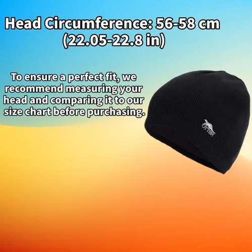 Vista 3 de Gorro de punto impermeable 100% a prueba de viento - Gorro de calavera con forro de lana para hombres y mujeres, gorro de invierno cálido