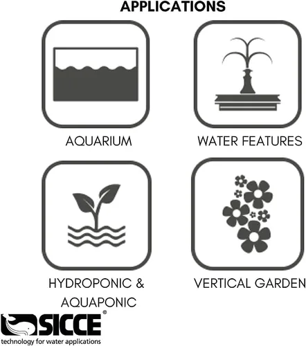 Vista 7 de SICCE MULTI 800 Bomba de acuario multifunción, 220 GPH, diseñada para uso sumergido, bajo calor de trabajo