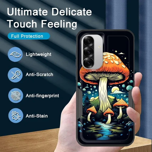 Vista 95 de Funda para Galaxy A14 5G, resistente de doble capa híbrida de policarbonato duro, goma suave, a prueba de golpes, funda protectora resistente