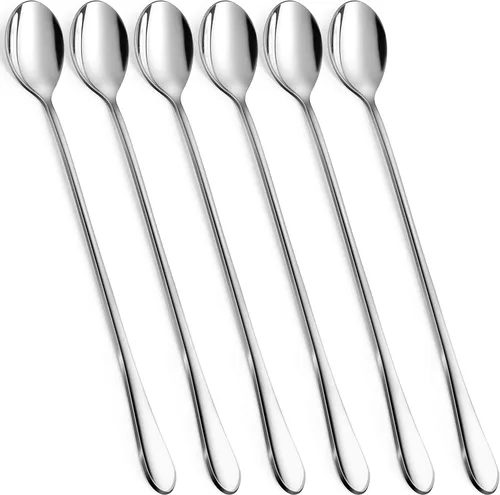 Vista 8 de Rainspire Cucharas de café de 9 pulgadas de largo para barra de café, agitadores de café, cuchara de helado, cucharas de té, cuchara larga de acero