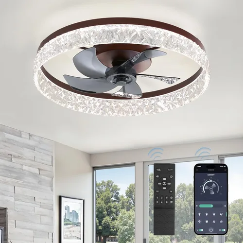 Vista 22 de LEDIARY Ventiladores de Techo Modernos de 20" con Luces y Control Remoto, Ventilador de Techo Regulable de Perfil Bajo, Ventilador de Techo