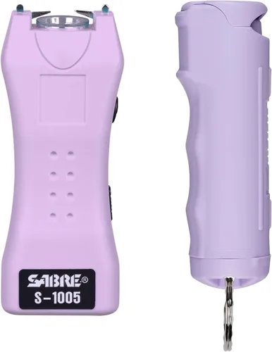 Vista 10 de SABRE Spray de pimienta y pistola aturdidora 2 en 1 con linterna, kit de defensa personal, seguridad rápida de volteo, agarre de dedo para un