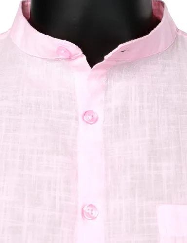 Vista 4 de ZEROYAA Camisas de algodón y lino de manga larga con botones y bolsillo para hombre