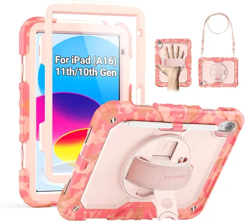 Vista 16 de SEYMAC Funda para iPad Air de 5ª/4ª generación de 10.9 pulgadas, Funda Protectora de Cuerpo Completo Resistente a Golpes con Protector de Pantalla