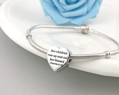 Vista 6 de MUERDOU Dije de corazón, pulsera cristiana con versículo bíblico para oración, fe, religiosa, regalos para mujeres