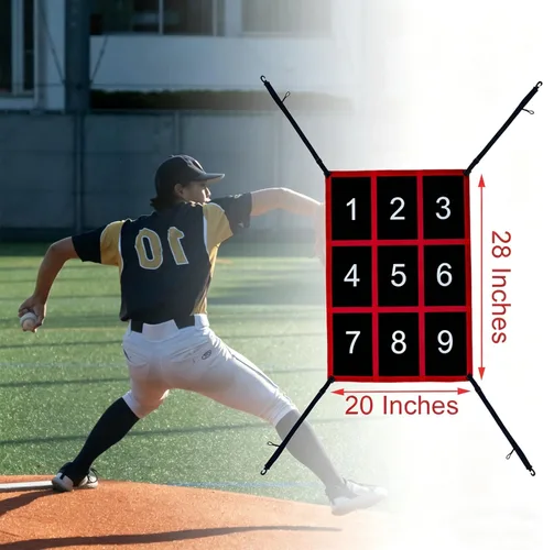 Vista 4 de Numbered Strike Zone Target for Baseball Softball net,Throwing Pitching Hitting Batting Catching Practice Targets net with 9 Target Number
