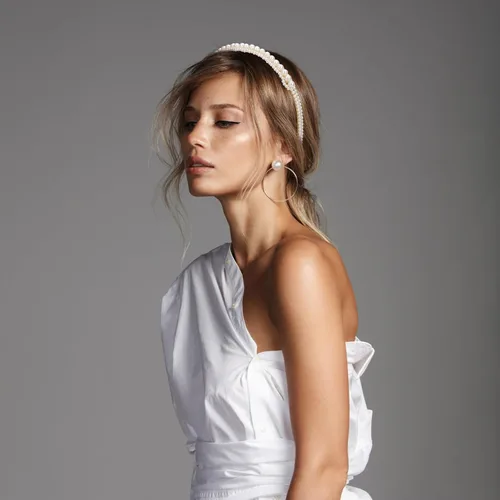 Vista 4 de AMCAMI 2 diademas de perlas – Diademas blancas de moda – Diadema elegante con cuentas – Diadema de boda y novia – Accesorios para el cabello