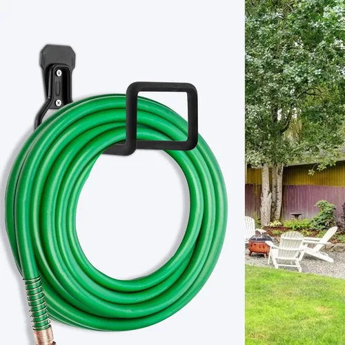 Vista 8 de Percha de Manguera, Soporte de Manguera de Metal Resistente para Montaje en Pared, Gancho para Manguera de Jardín/Manguera Extensible/Carrete