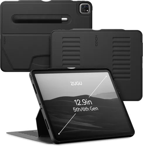 Vista 10 de ZUGU - Funda protectora ultradelgada para iPad Pro de 12.9 pulgadas de 5ª y 6ª generación de 2021/2022 con soporte, cubierta protectora delgada