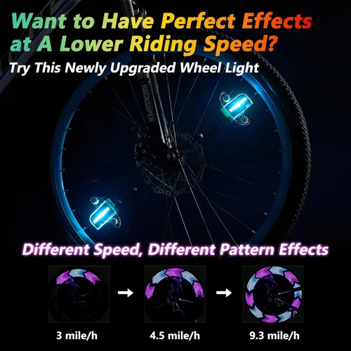 Vista 3 de DAWAY Luces LED para ruedas de bicicleta - A12 Luz impermeable genial para neumáticos de bicicleta, luces de radios de seguridad para niños, niñas
