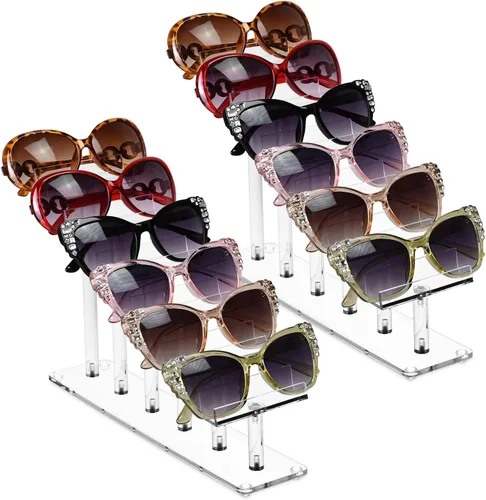 Vista 15 de MOOCA 3 Tier Premium Acrylic Eyewear Display Stand, Sunglasses Rack Holder, Sunglasses Stand, Eyewear Organizer for Eyeglasses, 5 in H