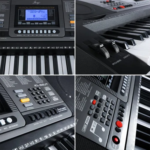 Vista 4 de Joy Kit de teclado con sensor táctil iluminado de 61 teclas y USB-Midi (App) con soporte, taburete, auriculares y fuente de alimentación