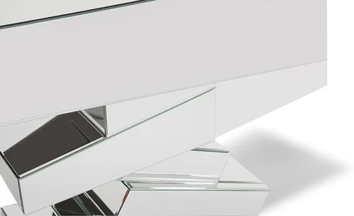 Vista 5 de ZURI Muebles de Naxos moderna mesa de consola con acabado de cristal con diseño geométrico agudo