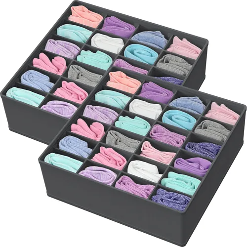 Vista 9 de Simple Houseware Organizador de Cajón de Calcetines para Cómoda/Armario/Dormitorio, Paquete de 3, Negro