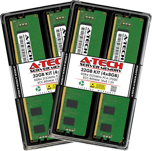 Vista 169 de A-Tech 4GB DDR4 2133MHz PC4-17000 ECC RDIMM 1Rx8 Single Rank 1.2V ECC Registered DIMM de 288 pines Módulo de actualización de memoria RAM