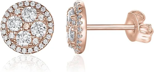 PAVOI 14K Gold Plated Sterling Silver Post Stud Earrings for Women Pave CZ Mini Disc Gold Earrings for Women