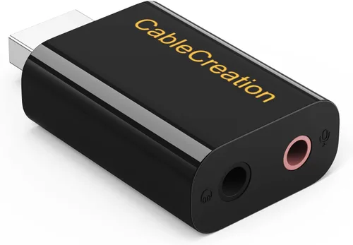 Vista 7 de CableCreation - Adaptador de audio USB con conector de 0.138 in, tarjeta de sonido estéreo externa USB con auriculares de 0.138 in y micrófono
