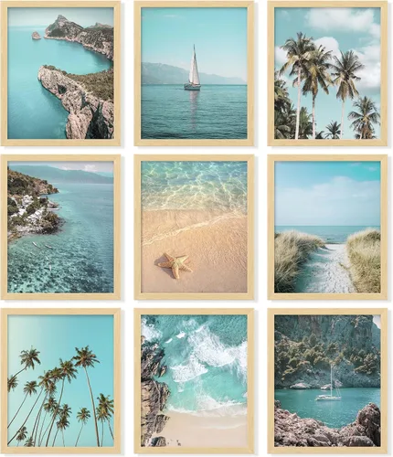 97 Decor Decoración artística costera para pared, carteles costeros, cuadros de playa, impresiones de playa en el océano, arte de pared tropical de