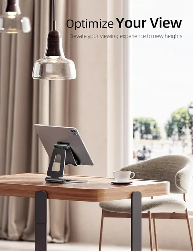 Vista 6 de Nulaxy Soporte plegable doble de aluminio para iPad, soporte para tablet de escritorio totalmente ajustable, accesorios para tableta de oficina