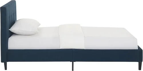 Vista 98 de Modway Linnea - Cama tapizada de plataforma blanca con soporte de listones de madera