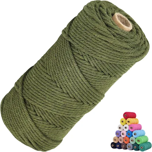 Vista 37 de Cordón de algodón para macramé 3mm x 109 yardas, cuerda de macramé natural color beige, suministros perfectos de algodón para macramé, para hacer
