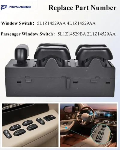 Vista 4 de PANNUOSCS Interruptor de ventana principal con interruptores de ventana de pasajero compatible con Ford F150 Expedition 2004-2008 Crown Victoria