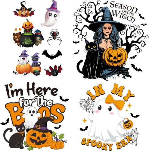 Vista 11 de Calcomanías de Vinilo de Transferencia Navideñas para Planchar, Pegatinas de Transferencia de Calor de Navidad con Patrones de Papá Noel, Renos