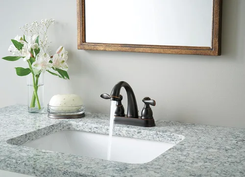 Vista 3 de Llave monocontrol Delta Windemere B2596 para pileta de baño con llave doble, B2596LF-OB