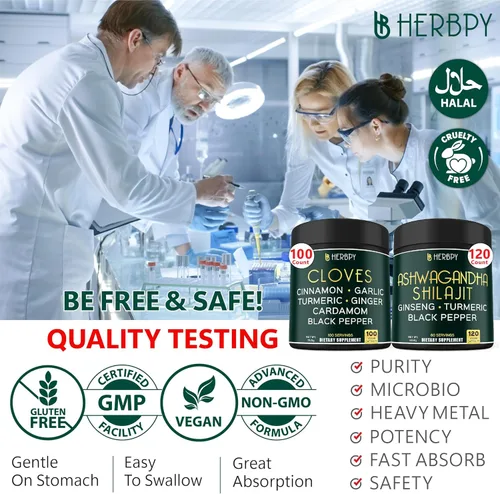 Vista 7 de Herbpy Paquete de suplemento de clavo 7 en 1 y Ashwagandha Shilajit 5 en 1