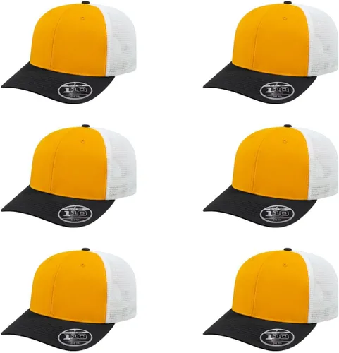 Vista 128 de Cap America i8502 Flexfit 110 Premium - Gorra de camionero de perfil medio con 6 paneles de malla trasera con protección UV y cierre ajustable